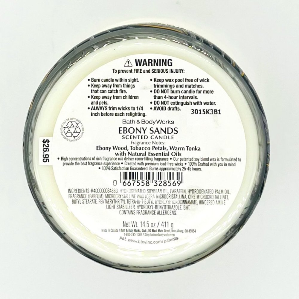 BBW Ebony Sands 3-Wick Candle - Picture 3 of 3